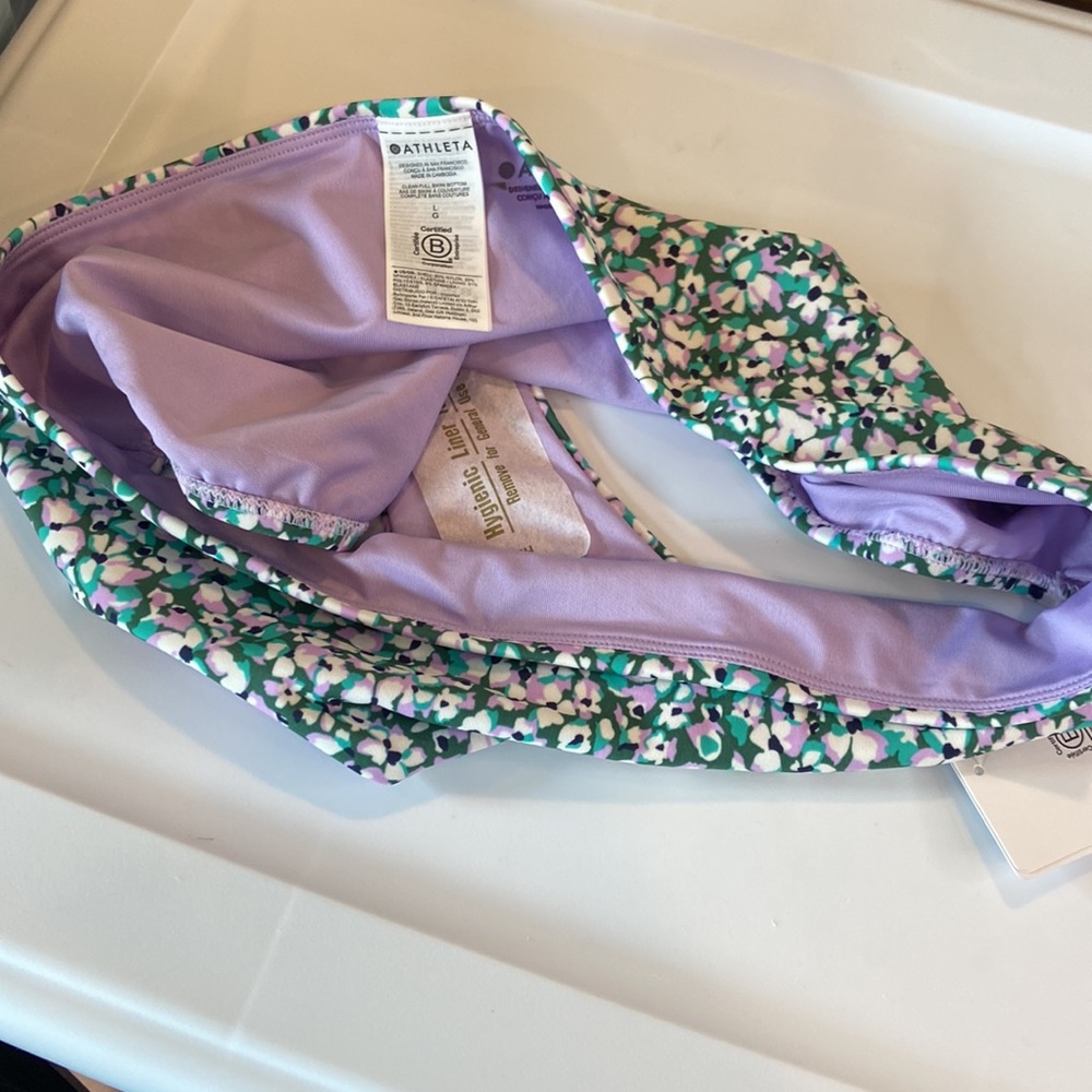 Athleta clean full bikini, bottom purple green floral size large - Picture 5 of 6